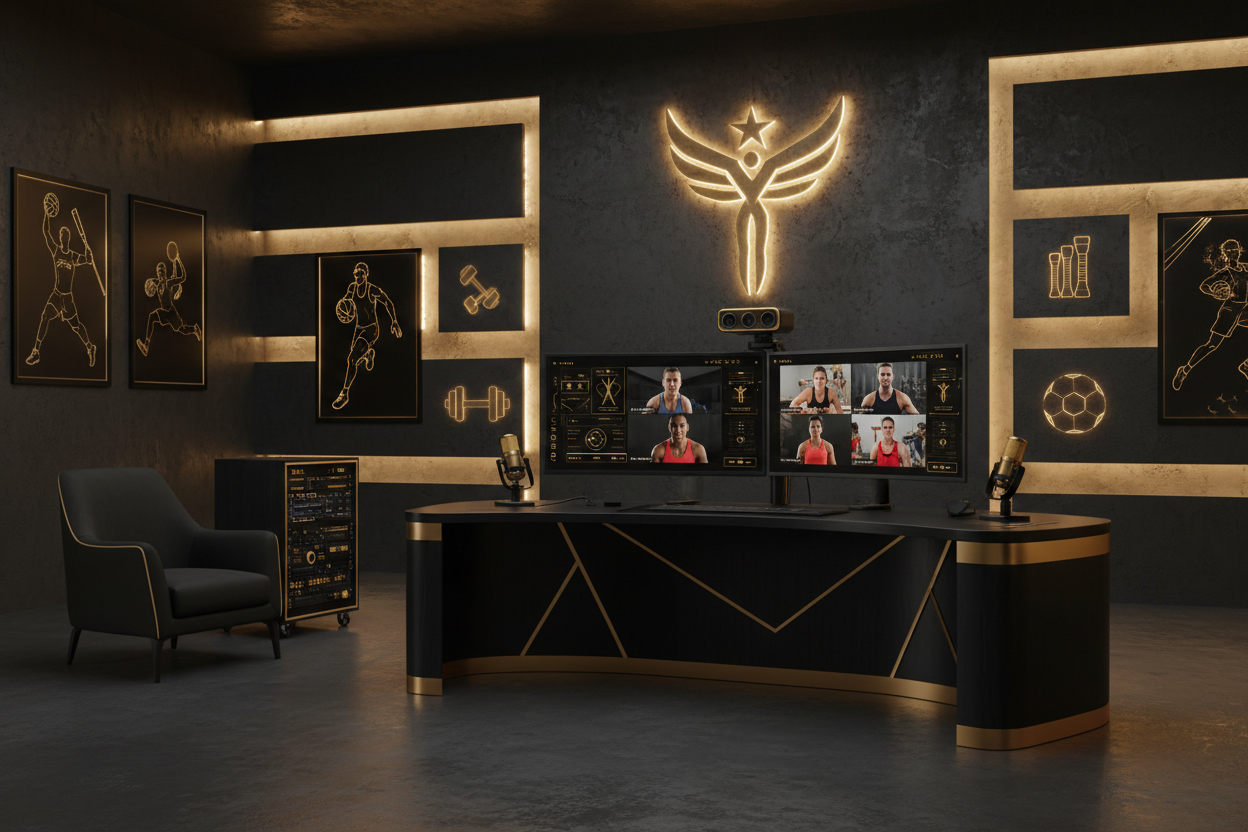 video conferencing for athletes in colors black & gold